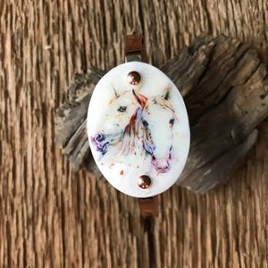 Appaloosa horse watercolor bracelet in bronze